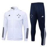23/24 Cruzeiro White Soccer Training Suit Jacket + Pants Mens