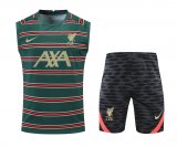 22/23 Liverpool Green Soccer Training Suit Singlet + Short Mens