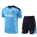 24/25 Chelsea Light Blue Soccer Training Suit Jersey + Short Mens