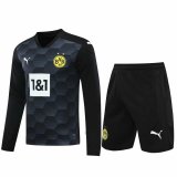 20/21 Borussia Dortmund Goalkeeper Black Long Sleeve Man Soccer Jersey + Shorts Set
