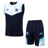 21/22 Olympique Marseille Navy Soccer Training Suit Singlet + Short Mens