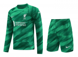 (Long Sleeve) 23/24 Liverpool Goalkeeper Green Soccer Jersey + Shorts Mens