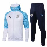 20/21 Manchester City Hoodie White Soccer Training Suit (Jacket + Pants) Man