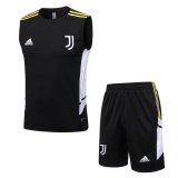22/23 Juventus Black Soccer Singlet + Shorts Mens