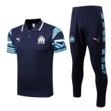 22/23 Marseille Blue Soccer Training Suit Polo + Pants Mens