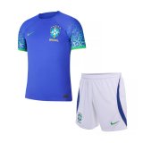 2022 Brazil Away Kids Soccer Jersey + Shorts