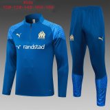 23/24 Olympique Marseille Blue Soccer Training Suit Sweatshirt + Pants Kids