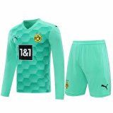 20/21 Borussia Dortmund Goalkeeper Green Long Sleeve Man Soccer Jersey + Shorts Set