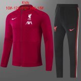 21/22 Liverpool Burgundy Soccer Training Suit Jacket + Pants Kids