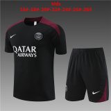 24/25 PSG Black Soccer Training Suit Jersey + Short Kids