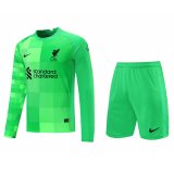 21/22 Liverpool Goalkeeper Green LS Soccer Jersey + Shorts Mens