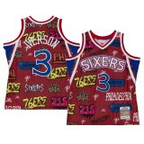 (IVERSON - 3) 1996-97 Philadelphia 76ers Slap Sticker Allen Iverson Swingman Jersey Mens