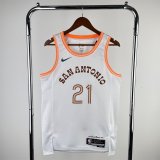(DUNCAN - 21) 2024 San Antonio Spurs White Swingman Jersey - City Edition Mens