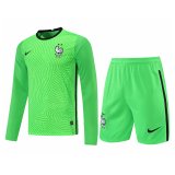 21/22 France Goalkeeper Green Long Sleeve Soccer Kit (Jersey + Short) Mens