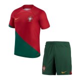 2022 Portugal Home Soccer Jersey + Shorts Kids