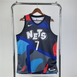 (DURANT - 7) 22/23 Brooklyn Nets Blue Kaws Swingman Jersey City Edition Mens