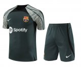 23/24 Barcelona Dark Grey Soccer Training Suit Jersey + Short Mens