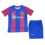 23/24 Barcelona Home Soccer Jersey + Shorts Kids