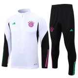 23/24 Bayern Munich White Soccer Training Suit Sweatshirt + Pants Mens