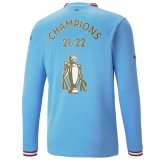 (Champions 21/22 Long Sleeve) 22/23 Manchester City Home Soccer Jersey Mens