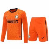 20/21 Inter Milan Goalkeeper Orange Long Sleeve Man Soccer Jersey + Shorts Set
