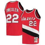 (DREXLER - 22) 23/24 Portland Trail Blazers Clyde Drexler Red Hardwood Classics Swingman Jersey Mens