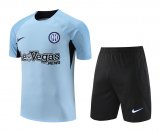 23/24 Inter Milan Light Blue Soccer Training Suit Jersey + Short Mens