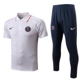 22/23 PSG White Soccer Training Suit Polo + Pants Mens