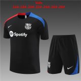 24/25 Barcelona Black Soccer Training Suit Jersey + Short Kids