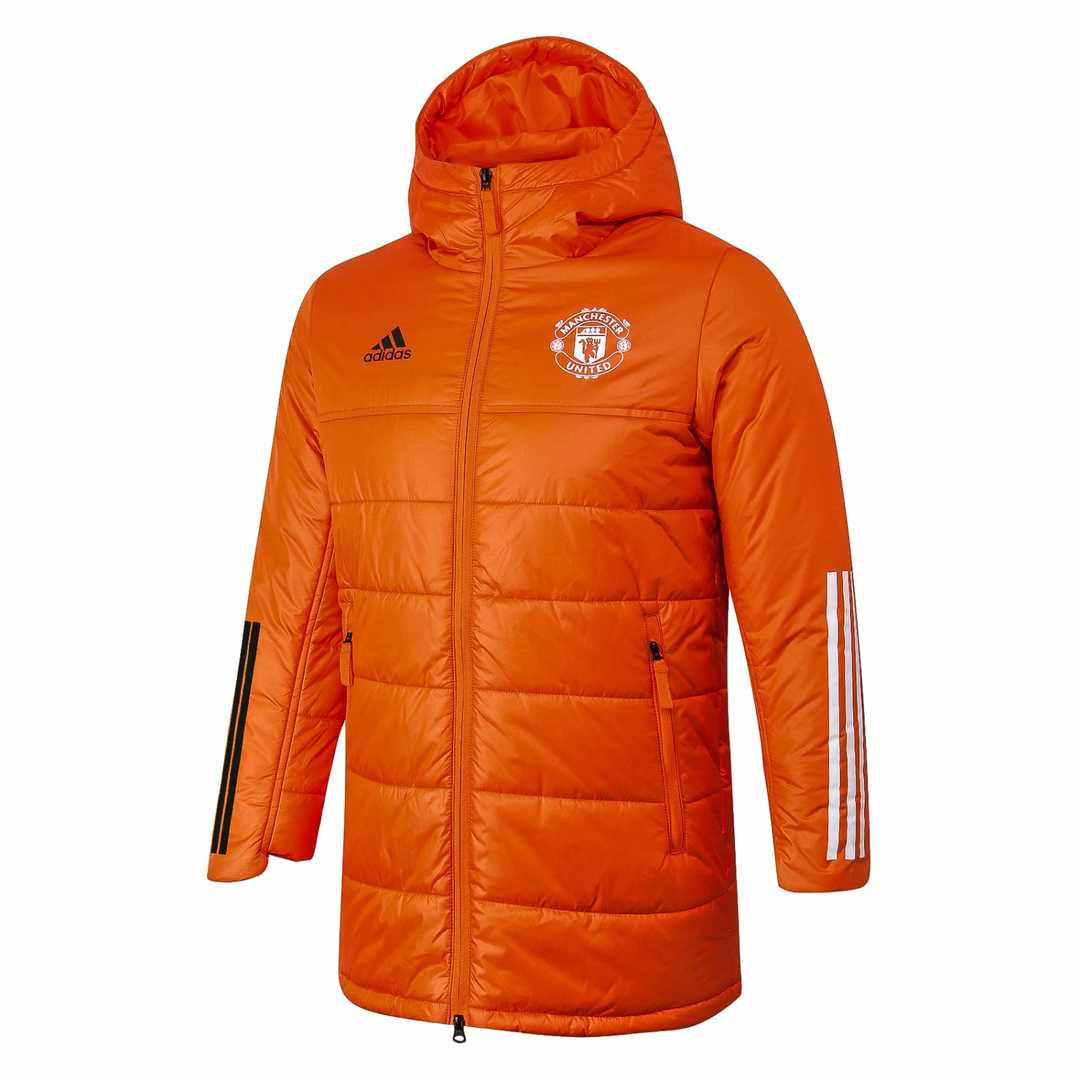2020-21 Manchester United Orange Man Soccer Winter Jacket, Cheap Cotton ...