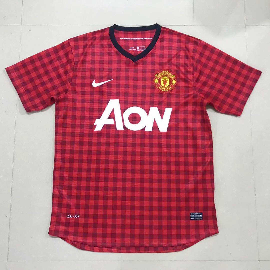 12/13 Manchester United Home Red Retro Man Soccer Jersey ...